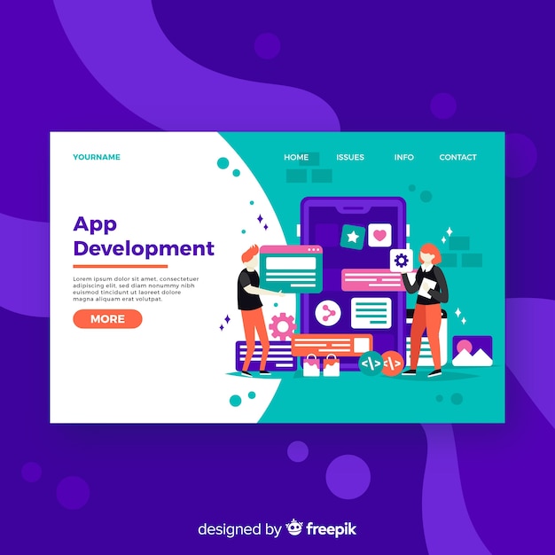 Page de destination du développement d'applications Vecteur gratuit