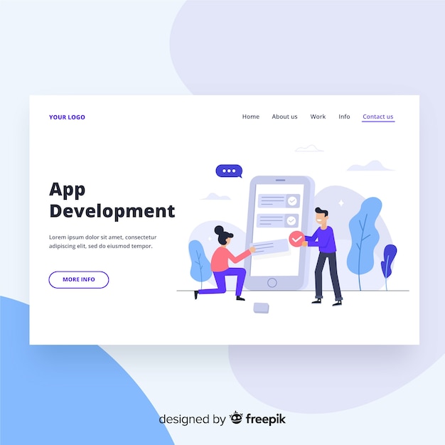 Page de destination du développement d'applications Vecteur gratuit