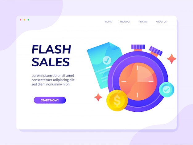 Page de destination du site de ventes flash Vecteur Premium