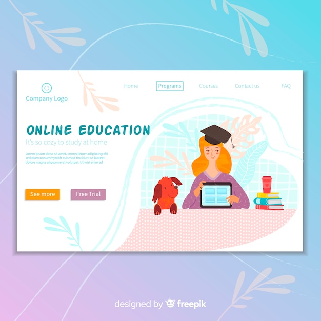 Page de destination de l'éducation en ligne Vecteur gratuit