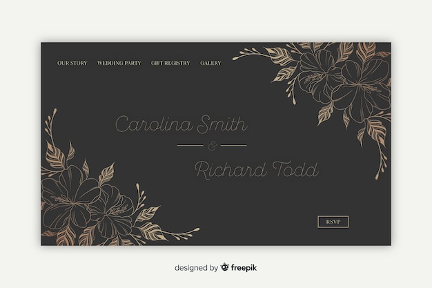 Page de destination de mariage élégant Vecteur gratuit