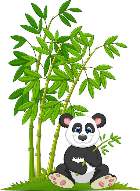  Panda  De Dessin  Anim  Assis Et Mangeant Du Bambou  