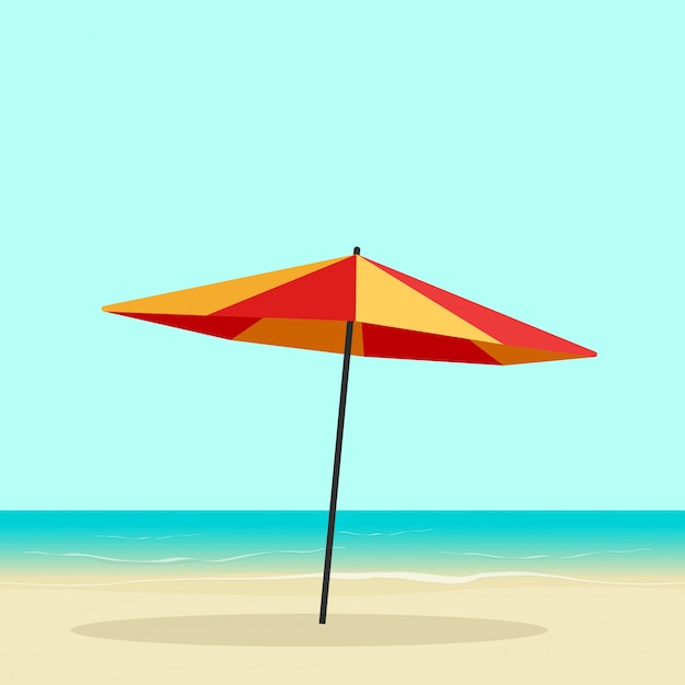 Parasol Sur Illustration Vectorielle De Bord De Mer Vecteur Premium