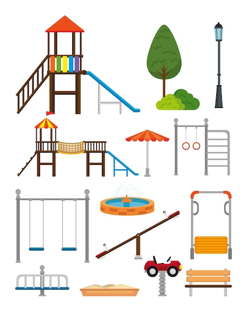 Parc avec kid zone scène vector illustration design Vecteur Premium