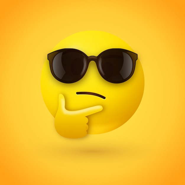 Penser Des Emoji  Avec Des Lunettes De Soleil  Vecteur Premium