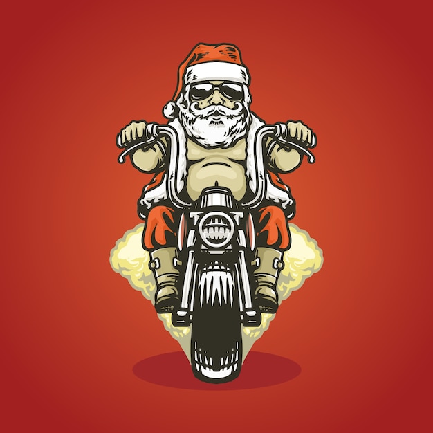 Père Noël Motard  Vecteur Premium