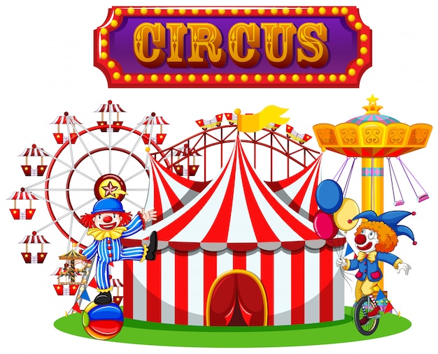 Performance du cirque et du clown Vecteur Premium