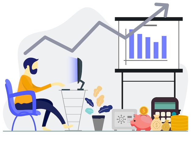 Performance financière, rapport statistique Vecteur Premium