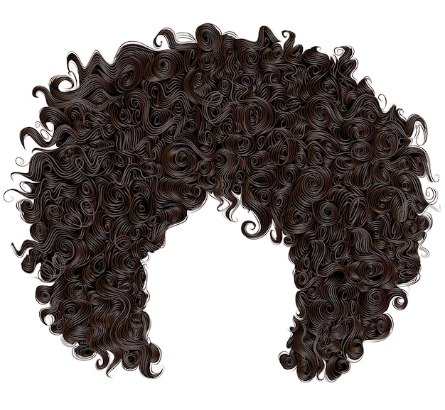 Perruque à La Mode Bouclés Cheveux Noirs Africains Vecteur Premium