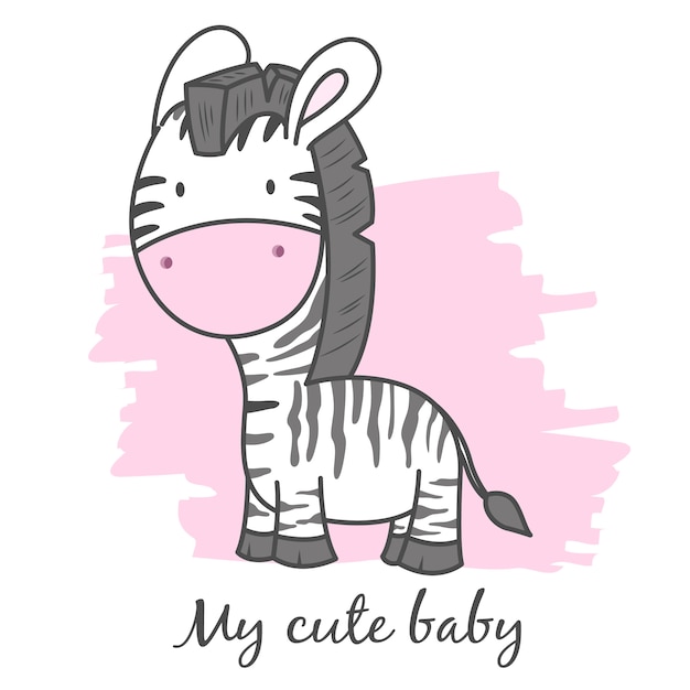 Personnage De Dessin Anime De Bebe Zebre Vecteur Premium