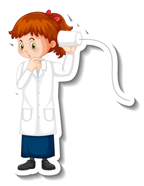 Personnage De Dessin Anime De Fille Scientifique Avec Objet D Experience Scientifique Vecteur Gratuite