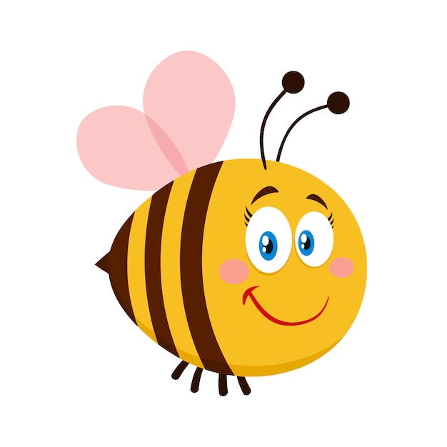 Personnage De Dessin Animé Mignon Abeille Féminine Illustration Vectorielle Plat Isolé 