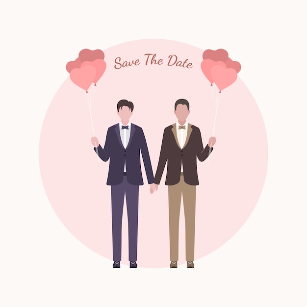 Personnage De Dessin Anim Mignon De Couple De Mariage Lgbt Pour Carte