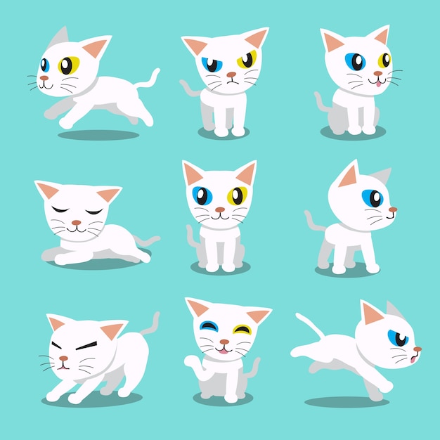 Personnage De Dessin Animé Poses De Chat Aux Yeux étranges