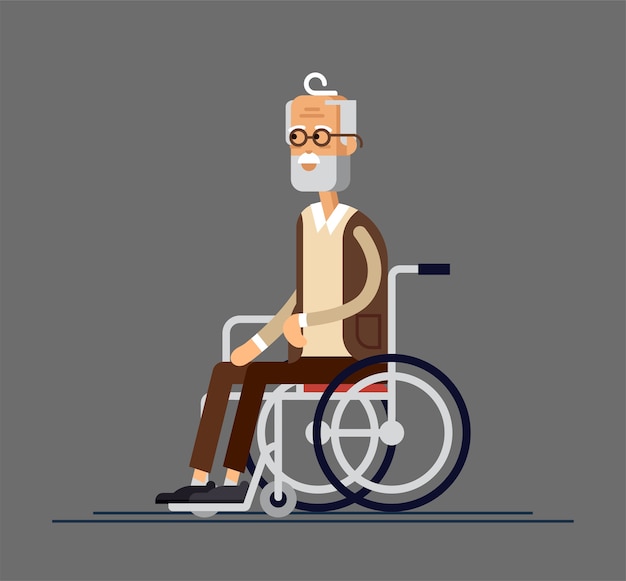 Personne âgée Homme En Fauteuil Roulant Illustration Dans Un Style Plat Vecteur Premium 2988