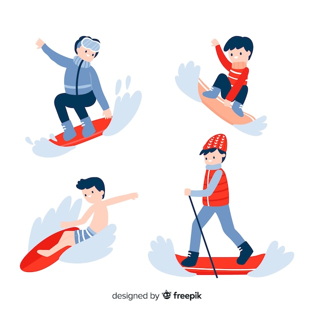 Personnes dessinées à la main faisant des activités en plein air Vecteur gratuit