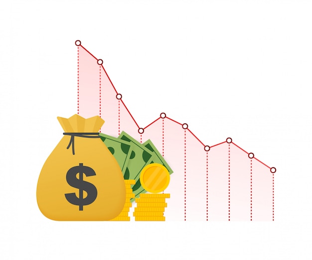 Perte D'argent. Trésorerie Avec Graphique Des Stocks De Flèche Vers Le ...