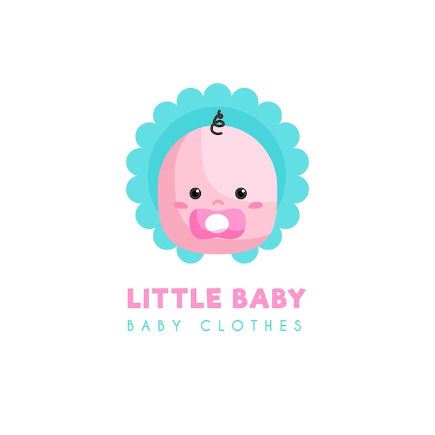 Petit Bebe Avec Modele De Logo De Vetements Sucette Vecteur Premium