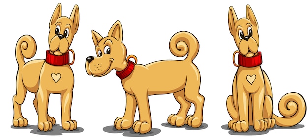 Petit Chien Rouge Avec Un Collier Rouge Dans Un Style Dessin