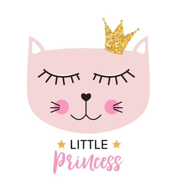 Petite Princesse Chat Mignon Vecteur Premium