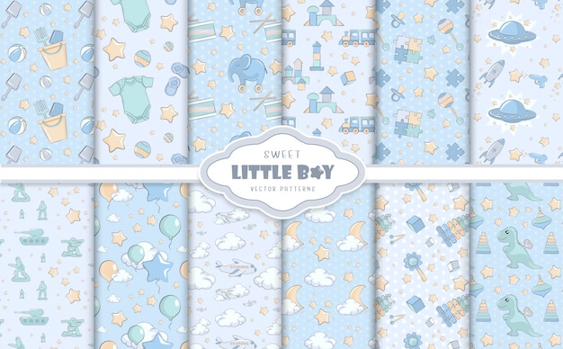 Petits Motifs Bebe Garcon Bleu Vecteur Premium