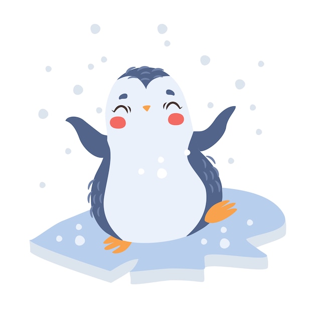 Pingouin Mignon Sur La Glace Vecteur Gratuite