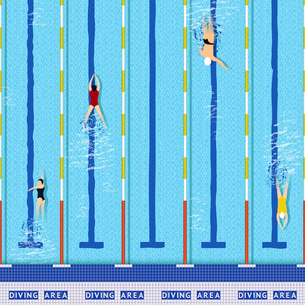 Piscine vue de dessus Vecteur gratuit