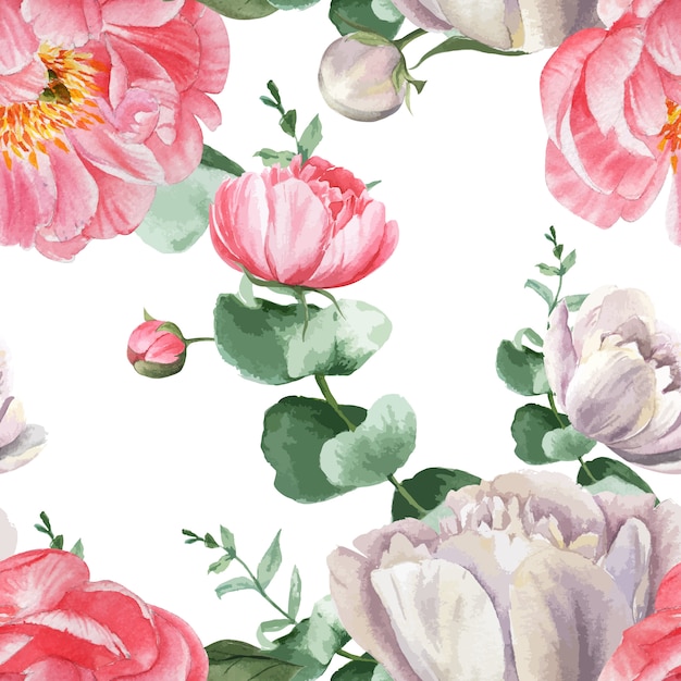 Pivoine Fleurs Aquarelle  Mod le Textile Vintage Floral 