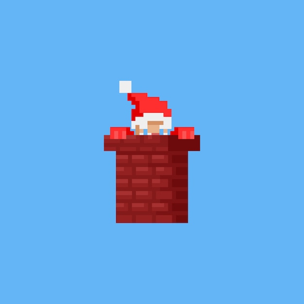 Pixel Père Noël Dans La Cheminéenoël8bit Télécharger