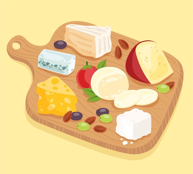 Plateau De Fromages Dessiné à La Main Vecteur Gratuite