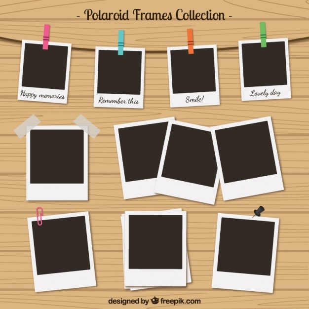 Polaroid frames collection dans le style rétro Vecteur Premium