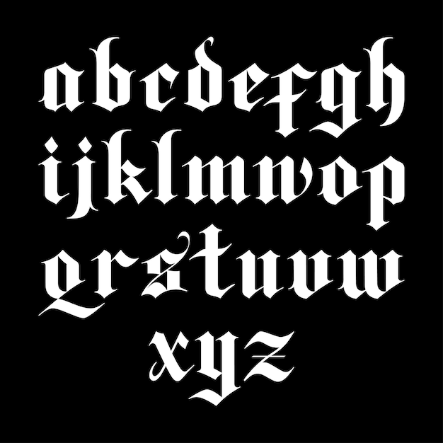  Police  Gothique  Blackletter Minuscules Vecteur Premium