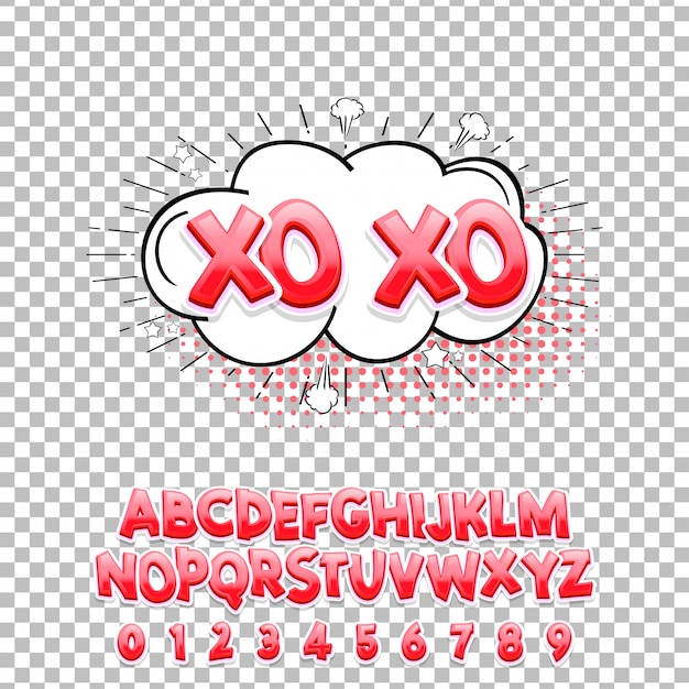 Polices de lettrage bd xo xo 3d. alphabet de vecteur. Vecteur Premium