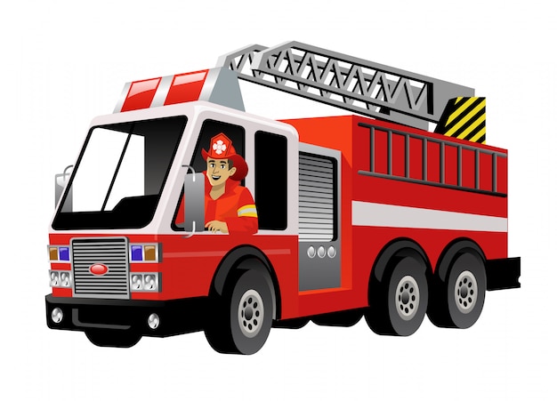 Pompier, Conduite, Camion Pompier | Vecteur Premium