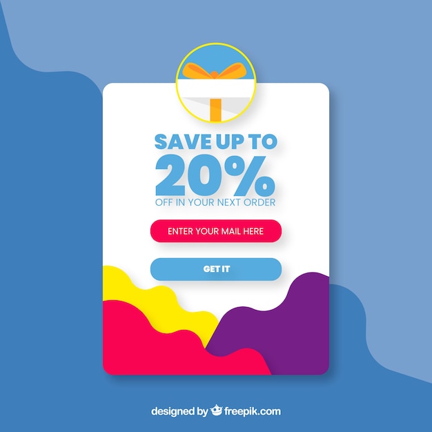 Pop-up promotionnel coloré avec un design plat Vecteur gratuit