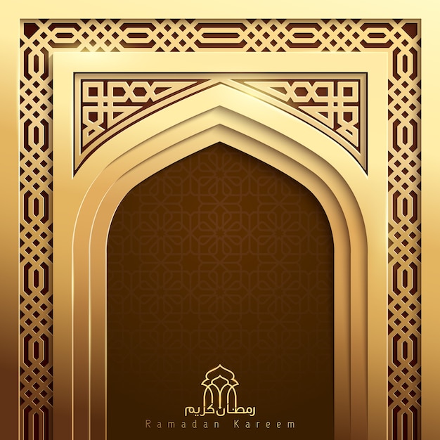 Porte de la mosquée de fond ramadan kareem Vecteur Premium