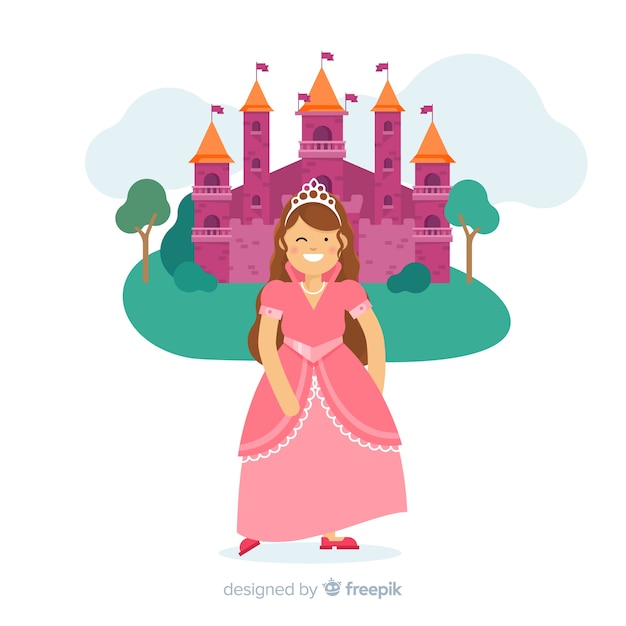 Portrait de princesse souriante Vecteur gratuit