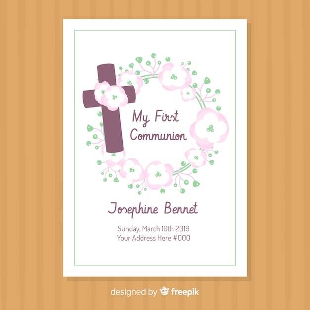 Premier Modele D Invitation De Communion Vecteur Gratuite