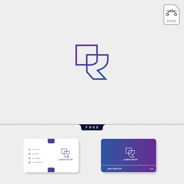 Prime Initiale R, Modèle De Logo Créatif Contour Rr ...