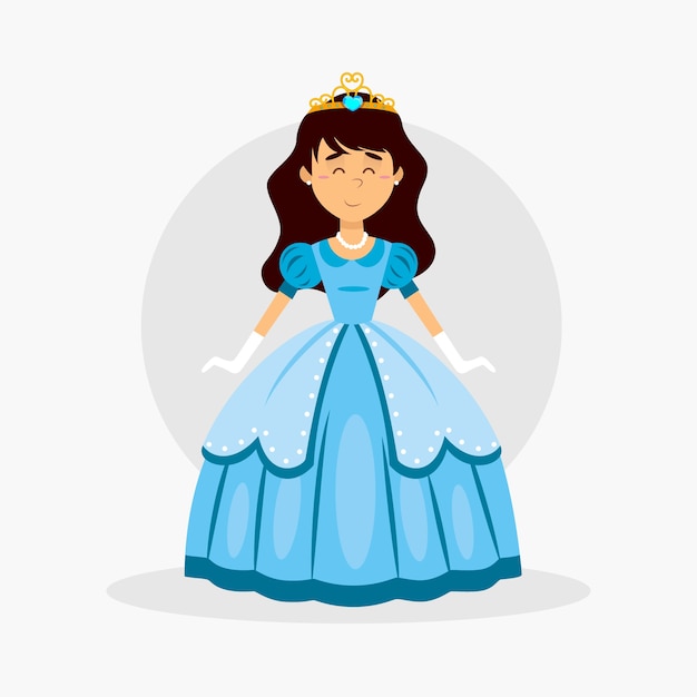 Princesse Cendrillon Avec Robe Bleue Vecteur Gratuite