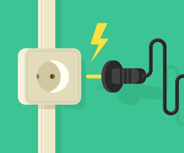 Prise électrique avec prise électrique. bannière cartoo sur la sécurité électro Vecteur Premium
