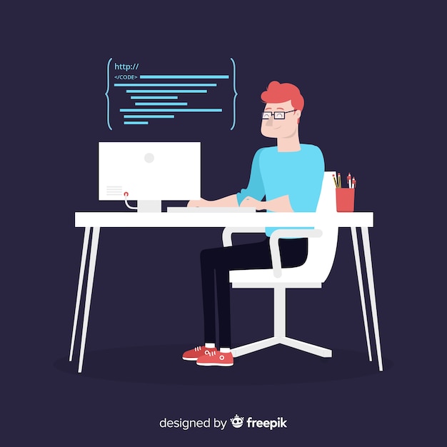 Programmeur masculin de design plat vectoriel Vecteur gratuit