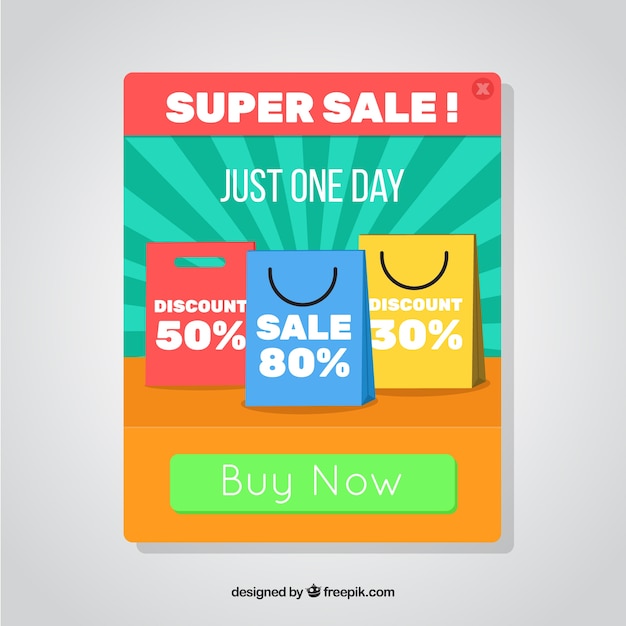 Promotion pop up template avec un design plat Vecteur gratuit