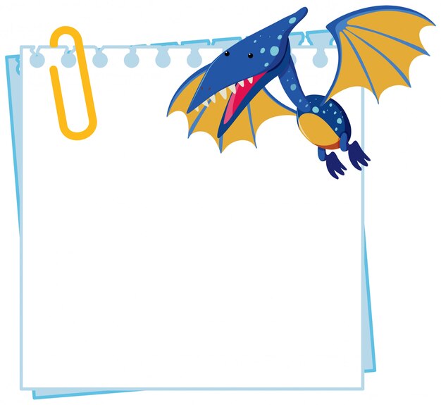 Pteranodon sur le modèle de note Vecteur Premium