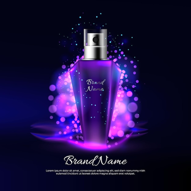 Publicite De Parfum Avec Des Lumieres Violettes Vecteur Gratuite