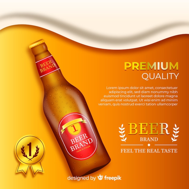 Publicité réaliste sur la bière Vecteur gratuit