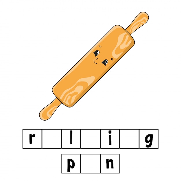 Puzzle De Mots. Rouleau à Pâtisserie. Feuille De Travail Pour Le Développement De L