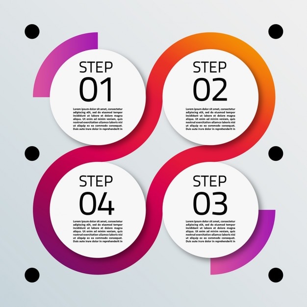 Quatre options de forme circulaire pour infographies Vecteur gratuit