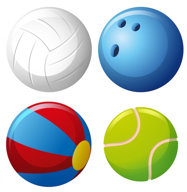 Quatre types de balles Vecteur gratuit