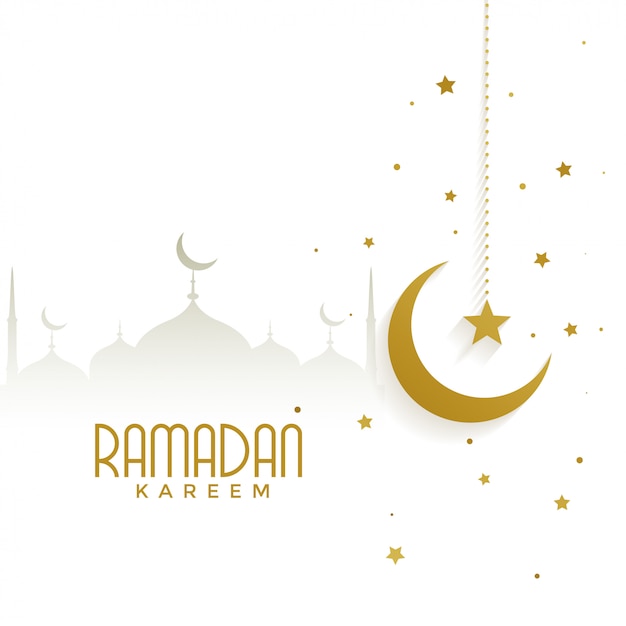 Ramadan Karim Avec La Mosquée Et La Lune Dor Vecteur Gratuite